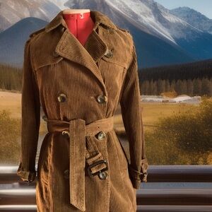 90’s GAP Small Petite 100% Cotton Cognac Brown Double Breasted Corduroy Jacket